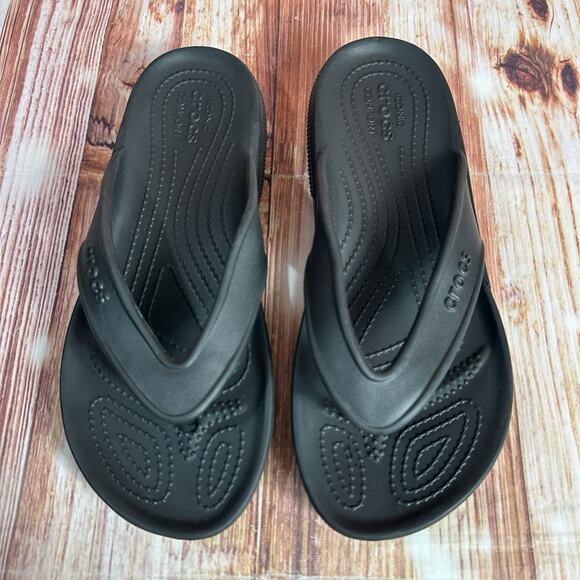 Crocs CLASSIC II Womens Size 9 Black Flip Flop Thong Sandals Shoes Mens Sz 7 - Picture 3 of 9